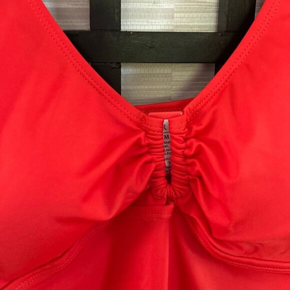NWOT Serra red one piece bathing suit full coverage bottom swimsuit size M - Picture 2 of 7